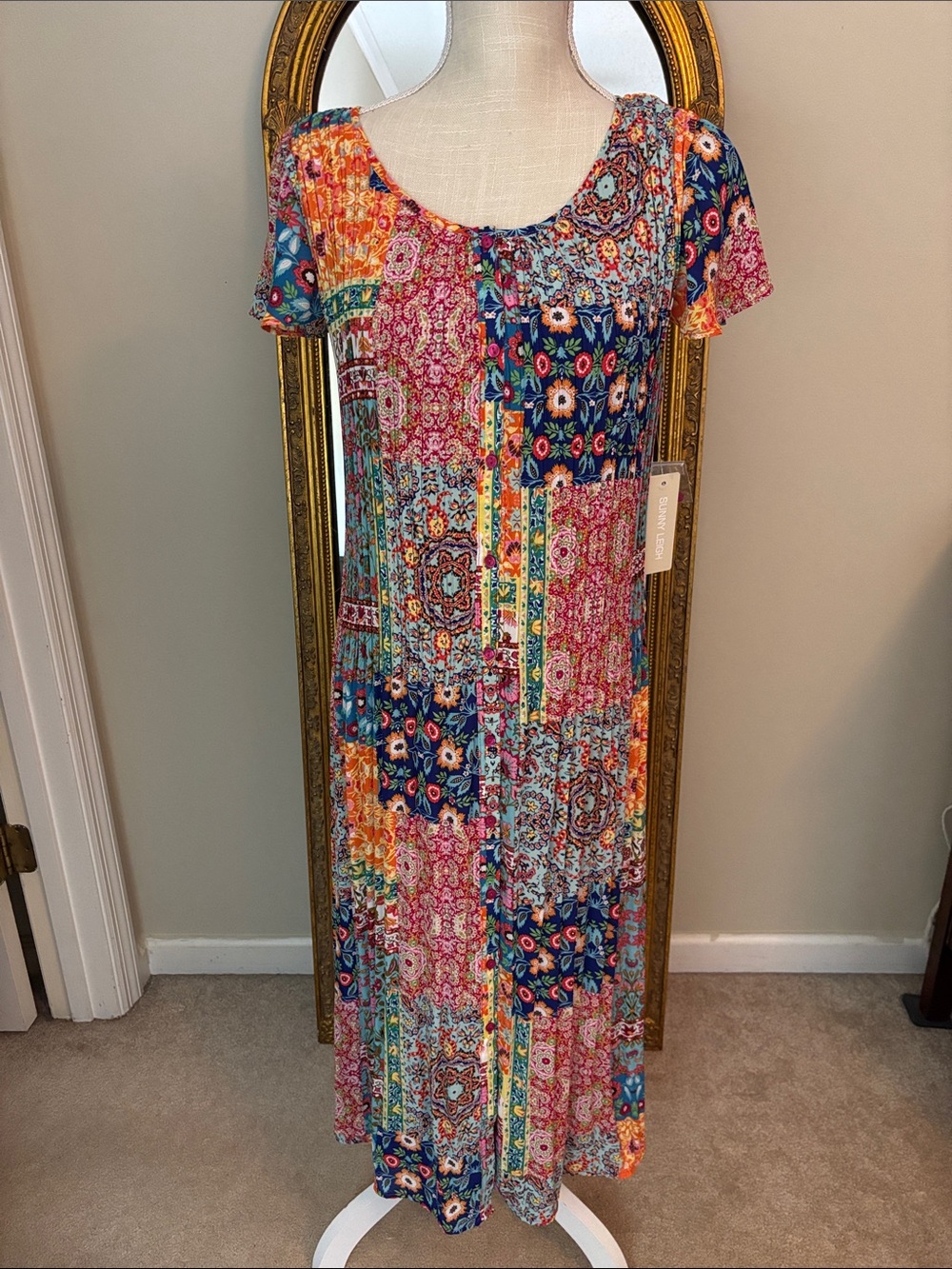 Sunny Leigh multi-color boho midi dress - size Medium